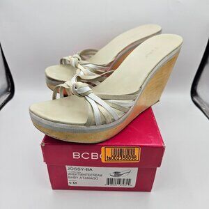 BCBGirls Jossy Wheat/White/Cream Atanado Wedge Sandals Size 9